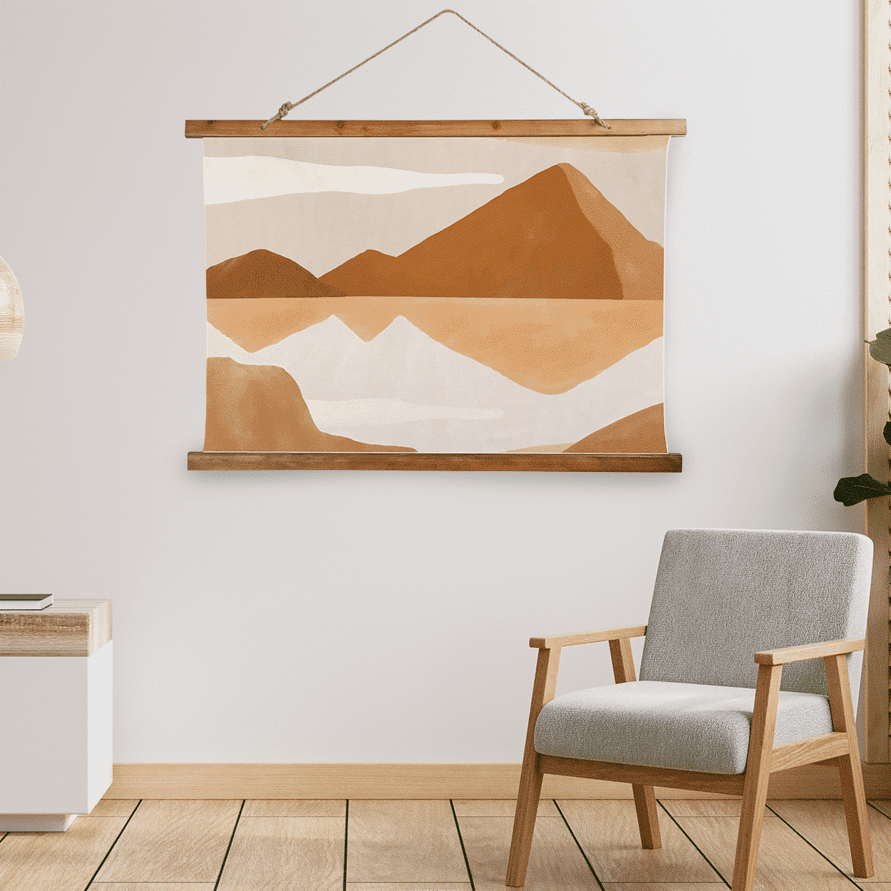 Wood Topped Wall Tapestry