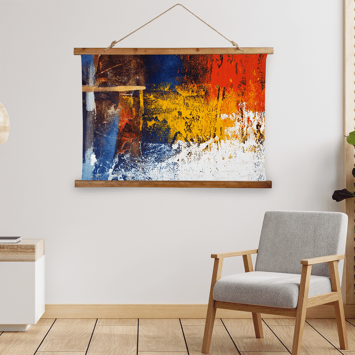 Wood Topped Wall Tapestry