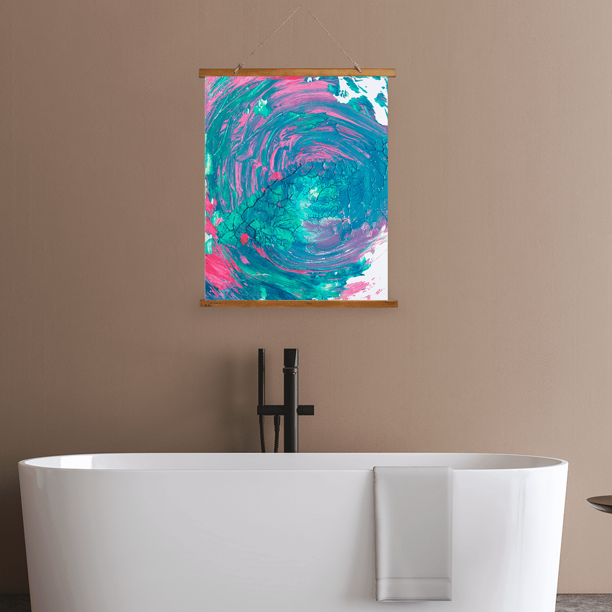 Wood Topped Wall Tapestry