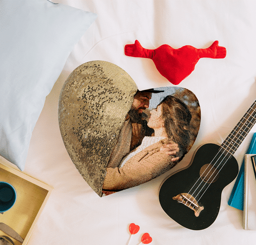 Heart Shaped Sequin Pillow