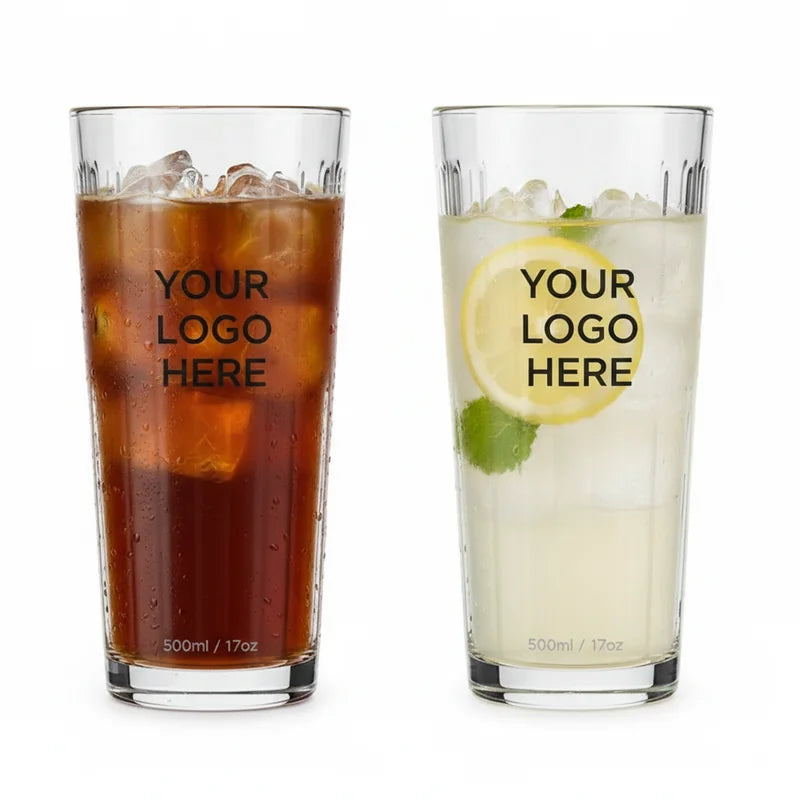 Striped Highball Glass with Straw 17oz